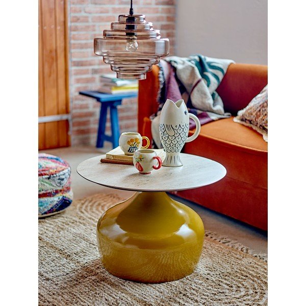 Żółty okrągły stolik z ceramicznym blatem ø 60 cm Lecco – Bloomingville-image-2