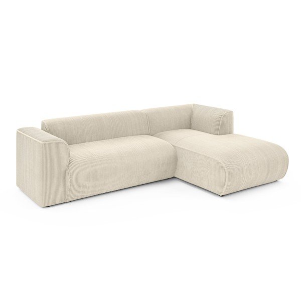 Beżowy sztruksowy narożnik (prawostronny/z szezlongiem) Merid  – Ropez-image-2