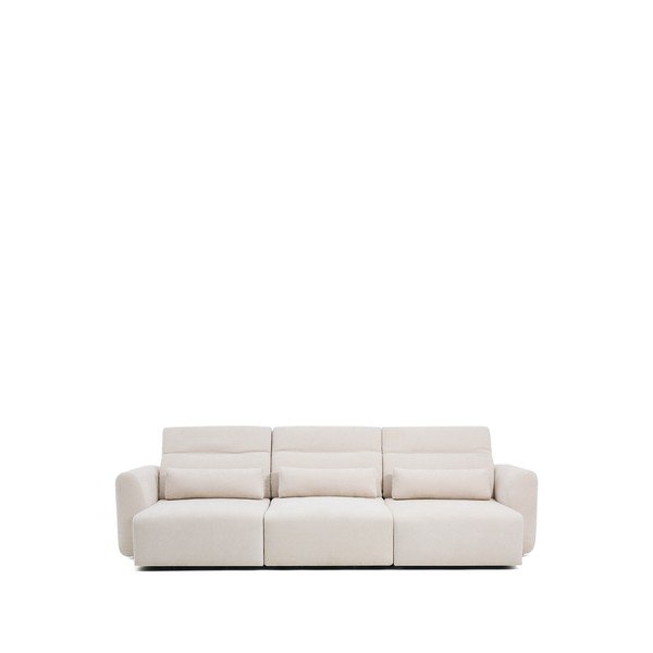 Beżowa częściowo rozkładana/rozkładana sofa z tkaniny szenilowej z szezlongiem 335 cm Lares – Kave Home-image-2