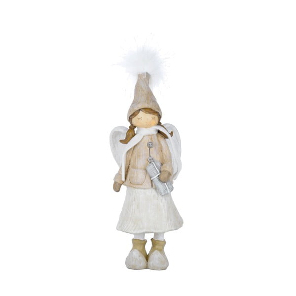 Biała ozdoba świąteczna w kształcie anioła z prezentem Ego Dekor