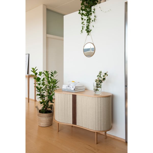 Beżowa niska komoda w dekorze dębu z drzwiami przesuwnymi 100x67 cm Audacious – UMAGE-image-1