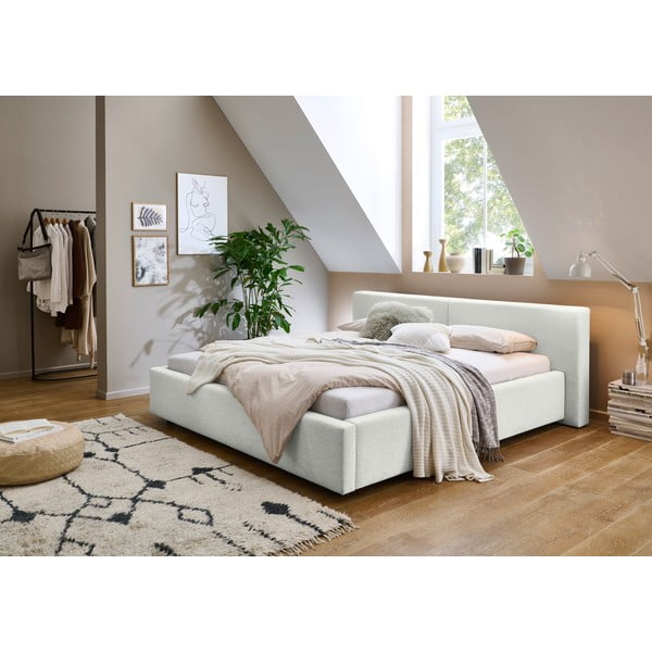 Białe tapicerowane łóżko dwuosobowe bez stelaża 180x200 cm Cube – Meise Möbel-image-1