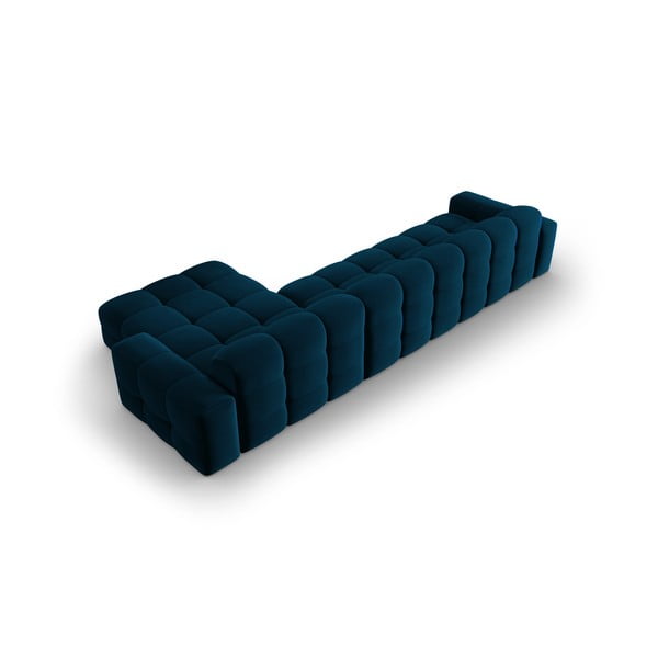 Ciemnoniebieski aksamitny narożnik (prawostronny) Kendal – Micadoni Home-image-4