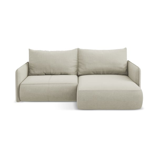 Kremowy rozkładany/ze schowkiem narożnik (prawostronny) Nanea – Makamii