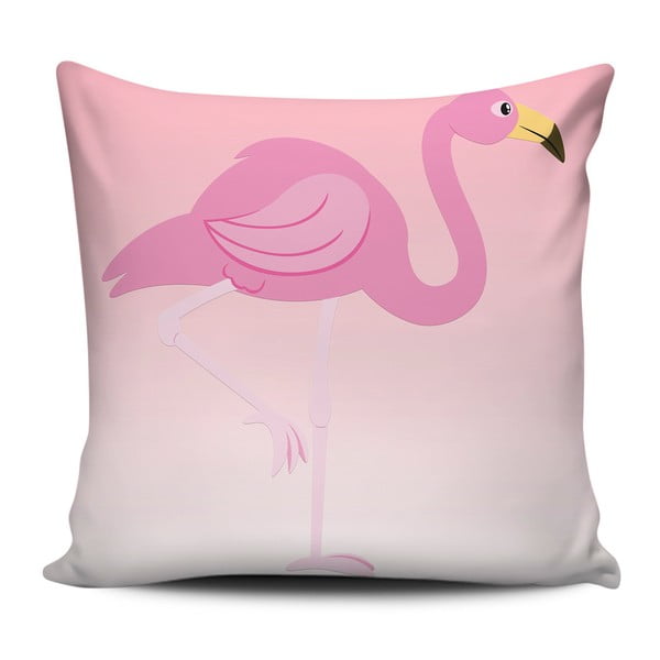 Różowo-biała poduszka Home de Bleu Pink Flamingo, 43x43 cm
