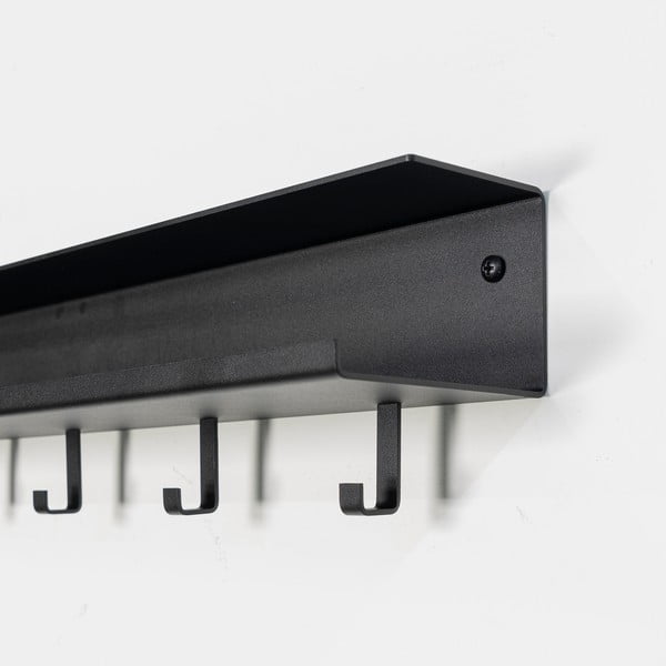 Czarny metalowy wieszak ścienny z półką 50 cm Easy – Spinder Design-image-4