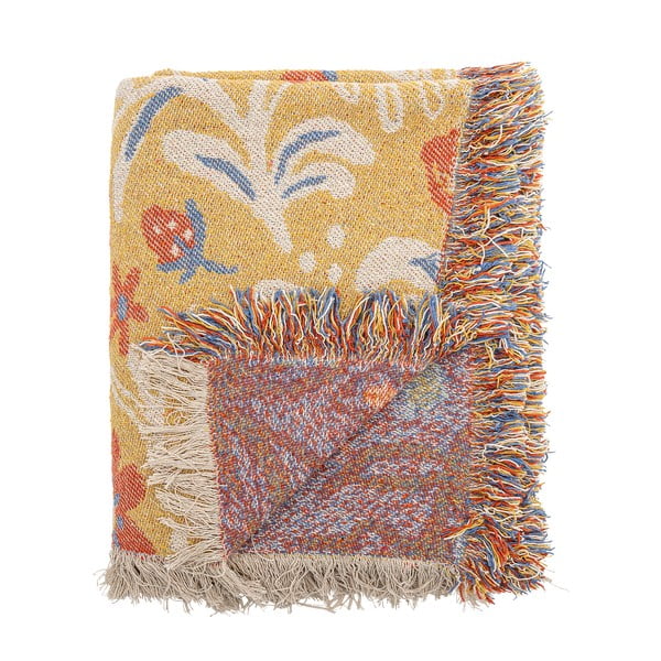 Żółty koc z bawełny z recyklingu 130x160 cm Reims – Bloomingville-image-3