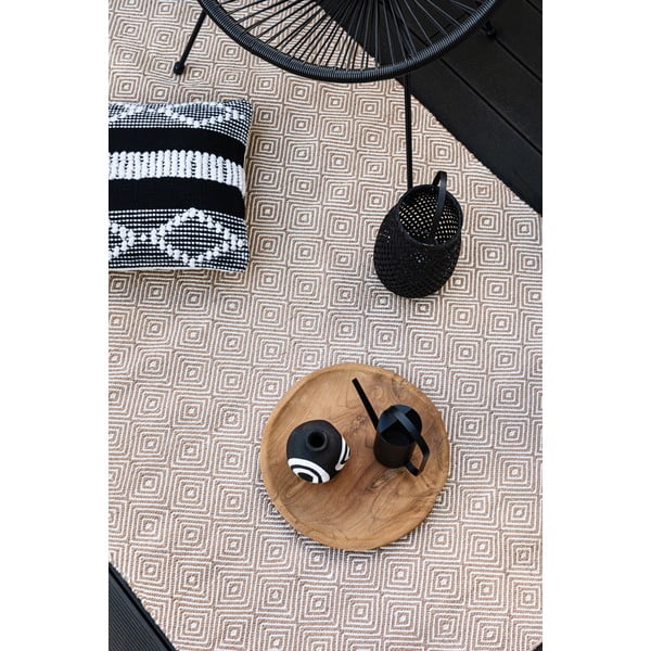 Kremowy dwustronny zewnętrzny dywan z tworzywa z recyklingu Green Decore Solitaire, 160x230 cm-image-1