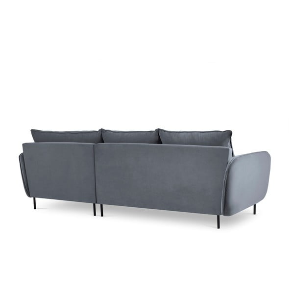 Szara narożna aksamitna sofa prawostronna Cosmopolitan Design Vienna-image-3