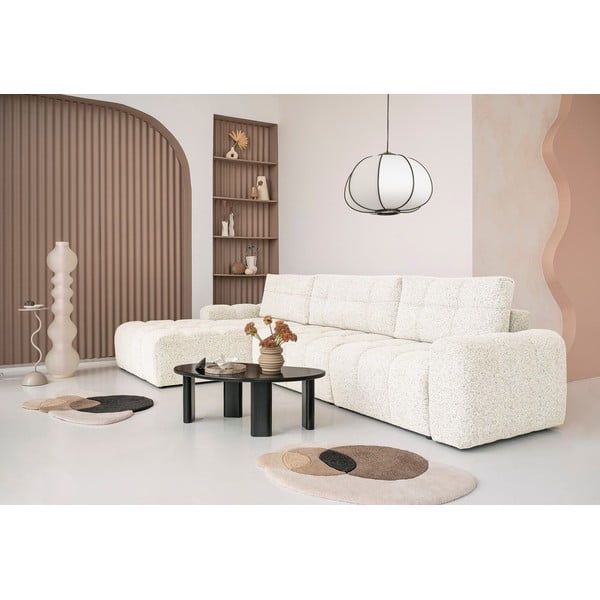 Kremowy rozkładany narożnik modułowy ze schowkiem (lewostronny) Lulu – Miuform-image-1