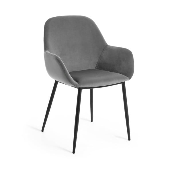 Ciemnoszare aksamitne krzesła zestaw 4 szt. Konna – Kave Home