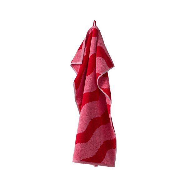 Czerwony/różowy bawełniany ręcznik 50x70 cm Waves – Jotex-image-2