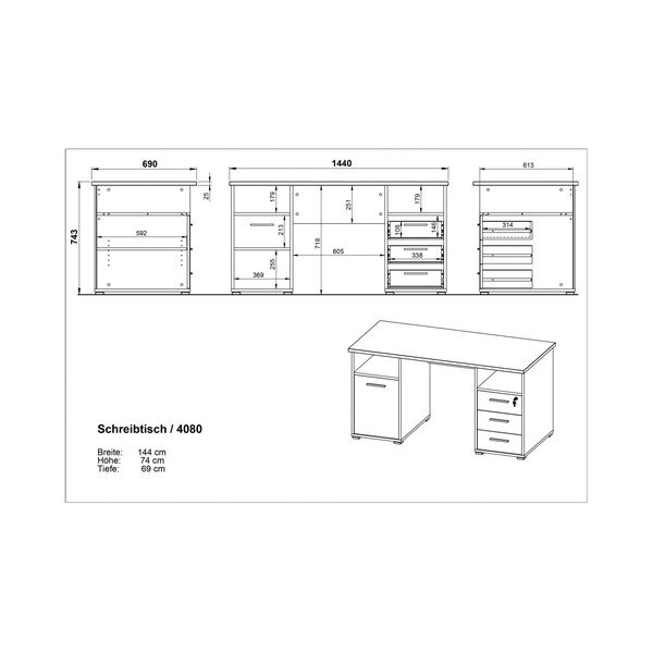 Biurko z dekorem drewna dębowego Germania Desk-image-3
