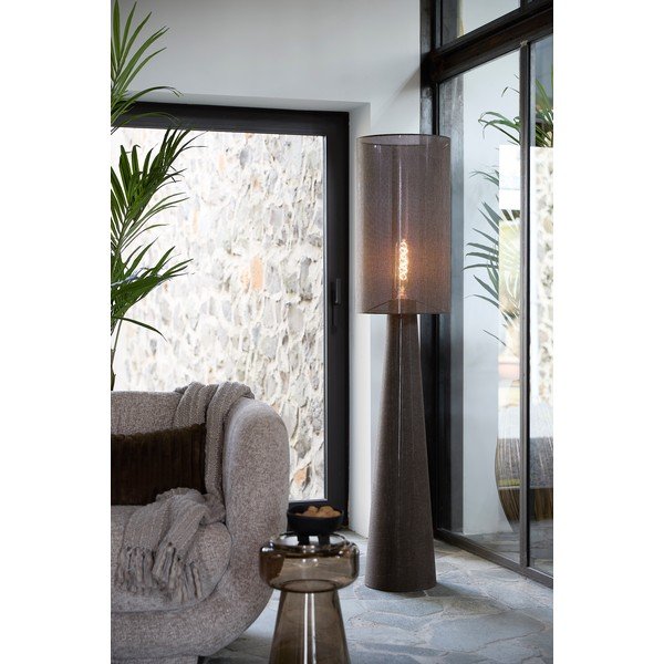 Brązowa lampa stojąca z tekstylnym kloszem (wysokość 180 cm) Micky – Light & Living-image-1
