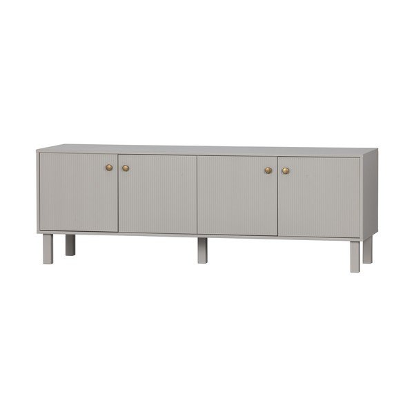 Jasnoszara szafka pod TV z litego drewna sosnowego 160x56 cm Madu – WOOOD-image-4