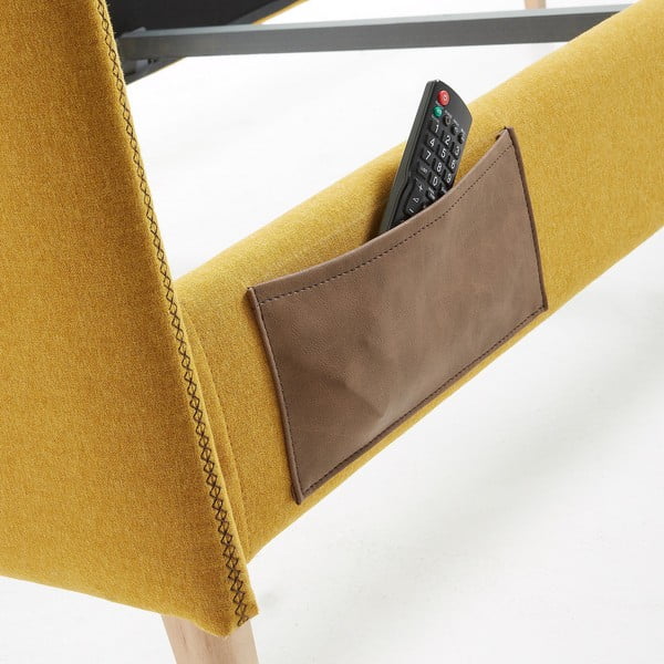 Żółte tapicerowane łóżko Kave Home Lydia, 90 x190 cm-image-4