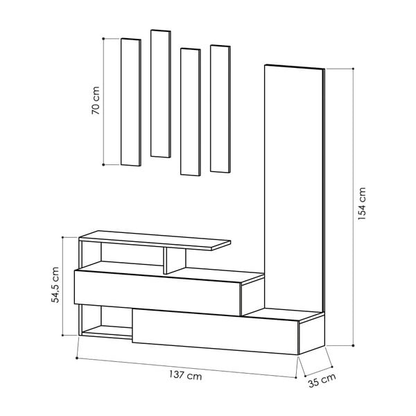 Zestaw szafki na buty z lustrem i wieszaka ściennego Ramda Oak-image-2
