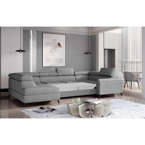 Jasnoszary rozkładany/ze schowkiem narożnik (lewostronny/w kształcie litery U) Escada – ELTAP-image-2