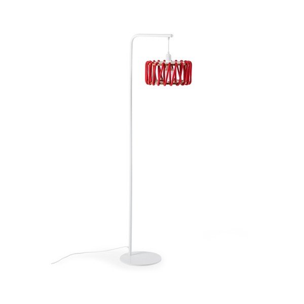Lampa stojąca z białą konstrukcją i małym czerwonym kloszem EMKO Macaron-image-1