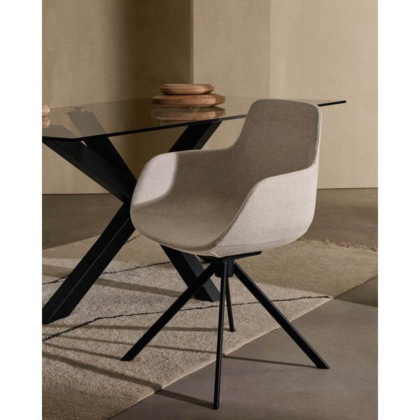 Beżowe tapicerowane fotele jadalniane zestaw z podłokietnikami 2 szt. Tissiana – Kave Home-image-1