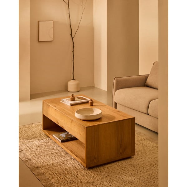 Stolik w dekorze dębu w naturalnym kolorze 60x120 cm Alguema – Kave Home-image-1