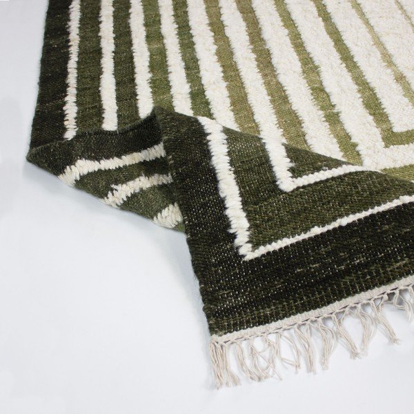 Zielony dywan z mieszanki wełny tkany ręcznie 160x230 cm Boucle Frame – Flair Rugs-image-3