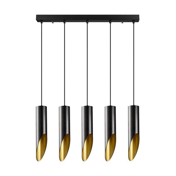 Czarna lampa wisząca z 5 kloszami Opviq lights Kesik