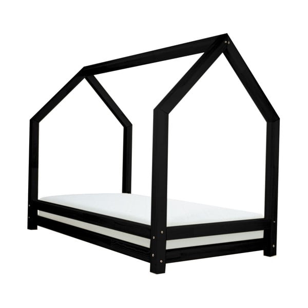 Czarne łóżko 1-osobowe z drewna sosnowego Benlemi Funny, 90x200 cm