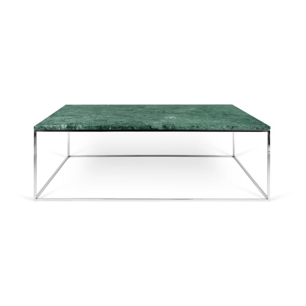 Zielony stolik marmurowy z chromowanymi nogami TemaHome Gleam, 75x120 cm