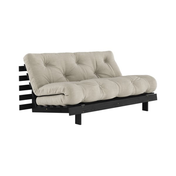 Szarobeżowa lniana rozkładana sofa 160 cm Roots Black Night – Karup Design
