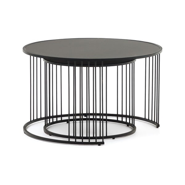 Okrągły stolik ze szklanym blatem ø 75 cm Hadar – Kave Home-image-2