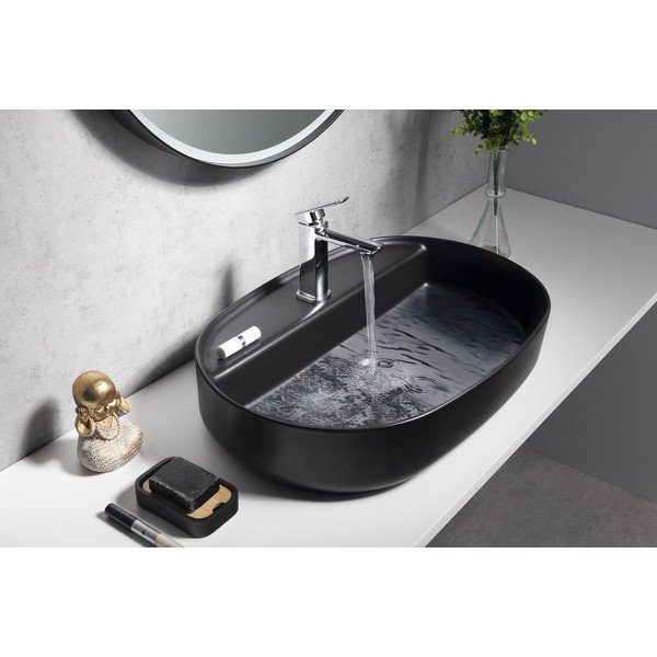 Czarna ceramiczna umywalka 60x40 cm Infinity Oval – Sapho-image-4