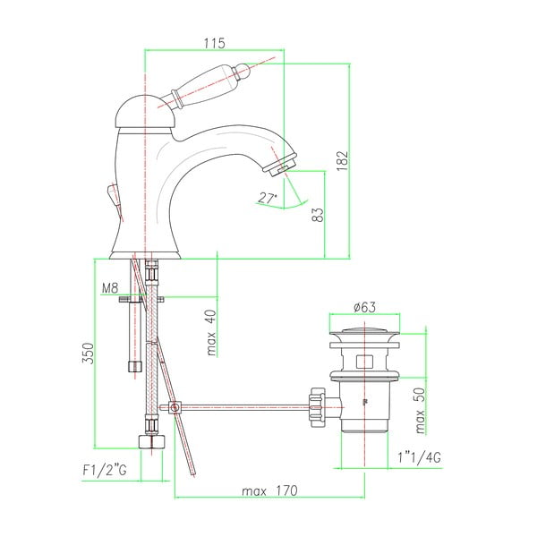 Bateria umywalkowa stojąca w kolorze srebra Kirké White – Sapho-image-2