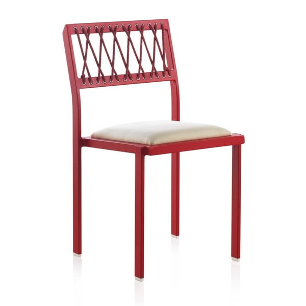 Czerwone krzesło ogrodowe z białymi elementami Geese Seally