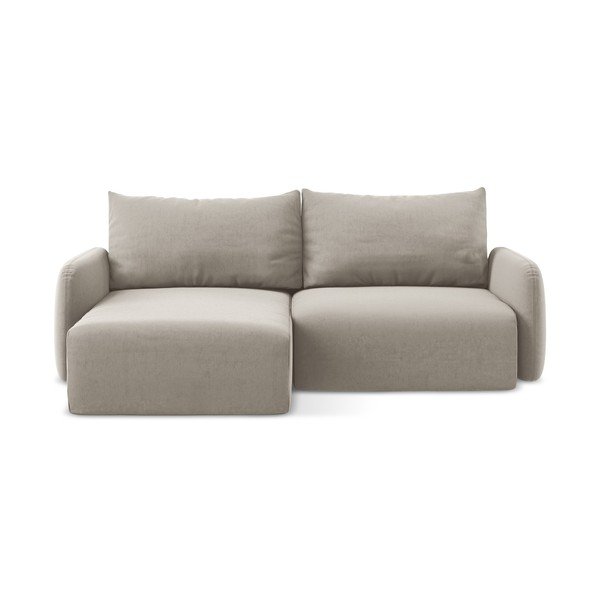 Szarobrązowy aksamitny rozkładany/ze schowkiem narożnik (lewostronny/z szezlongiem) Kalena – Makamii