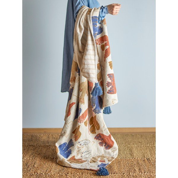 Brązowy koc z bawełny z recyklingu 130x160 cm Anniversary – Bloomingville-image-1