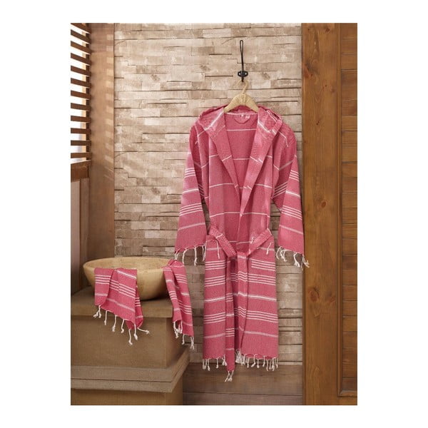 Komplet różowego szlafroka i ręcznika Sultan Maroon, rozmiar L/XL