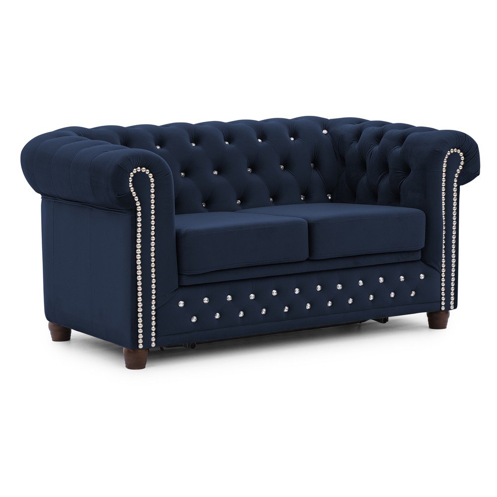 Niebieska aksamitna rozkładana sofa 148 cm York Blik – Ropez