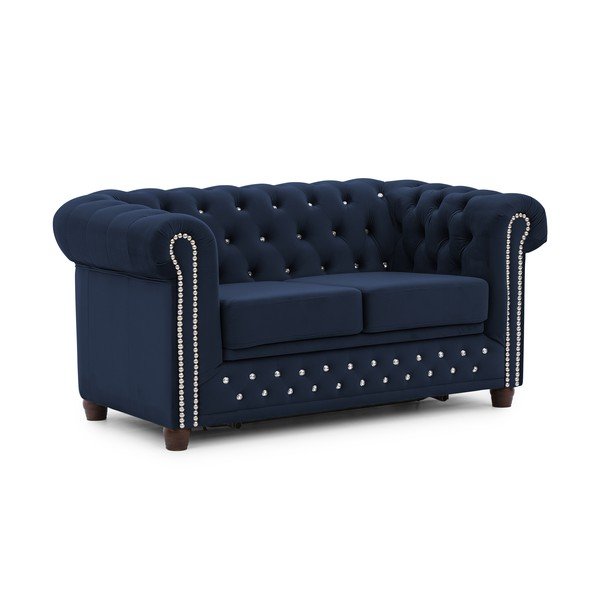Niebieska aksamitna rozkładana sofa 148 cm York Blik – Ropez
