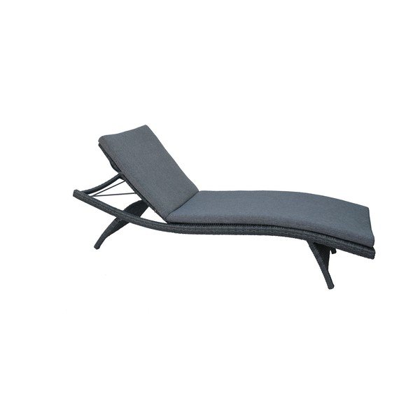 Ciemnoszary leżak ogrodowy ze sztucznego rattanu Charlotte – Rojaplast-image-1