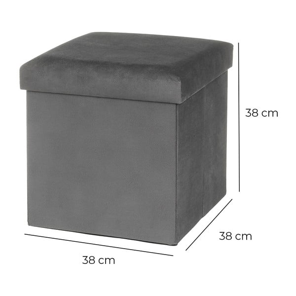 Ciemnoszary aksamitny puf Estela – Casa Selección-image-3