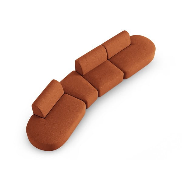 Sofa  z tkaniny szenilowej lewostronna w kolorze terakoty 428 cm Paolo – Milo Casa-image-1
