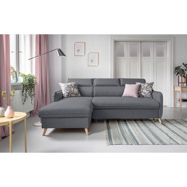 Ciemnoszary rozkładany narożnik (lewostronny) Sweet Harmony – Miuform-image-3