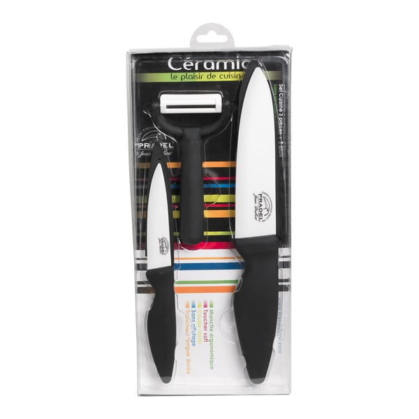 Ceramiczny zestaw noży i obieraczki Jean Dubost Ceramic Black