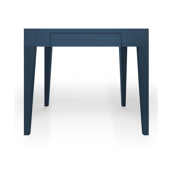 Niebieski stół do jadalni z drewna dębowego z szufladą Another Brand Cubo Square