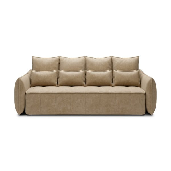 Jasnobrązowa aksamitna rozkładana/ze schowkiem sofa 242 cm Weltton – ELTAP