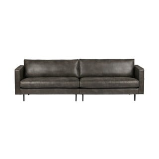 Czarna sofa ze skóry z recyklingu BePureHome Rodeo, 277 cm