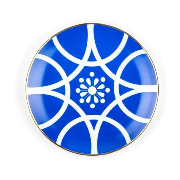 Niebiesko-biały talerz porcelanowy Vivas Larin, Ø 23 cm