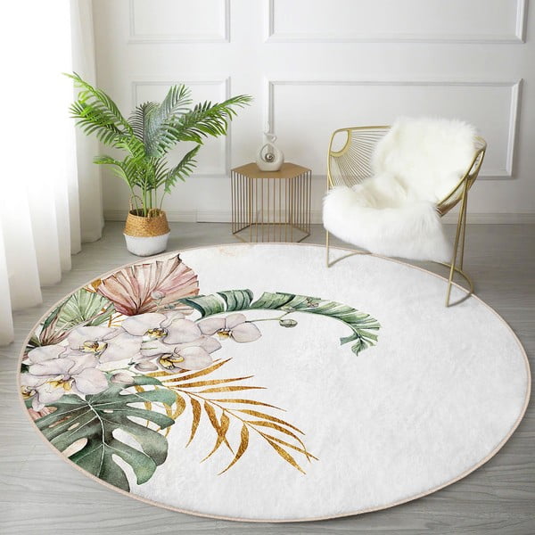 Kremowy okrągły dywan odpowiedni do prania i robotów sprzątających ø 100 cm Comfort – Mila Home-image-1