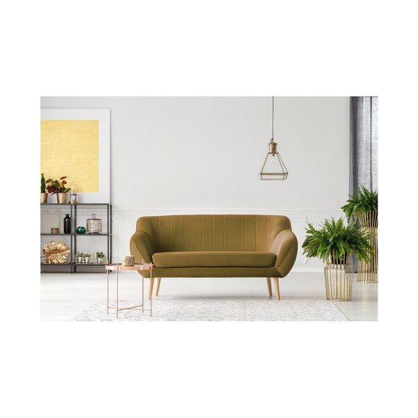 Musztardowa sofa 2-osobowa Mazzini Sofas Benito-image-4
